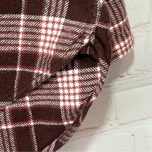 Aerie Plaid Button-Up Flannel Shirt Womens Medium Brown Grunge Outdoor Thick - Picture 7 of 9